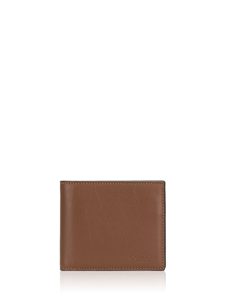 Men 74991 Compact ID Sport Calf Wallet Dark Saddle