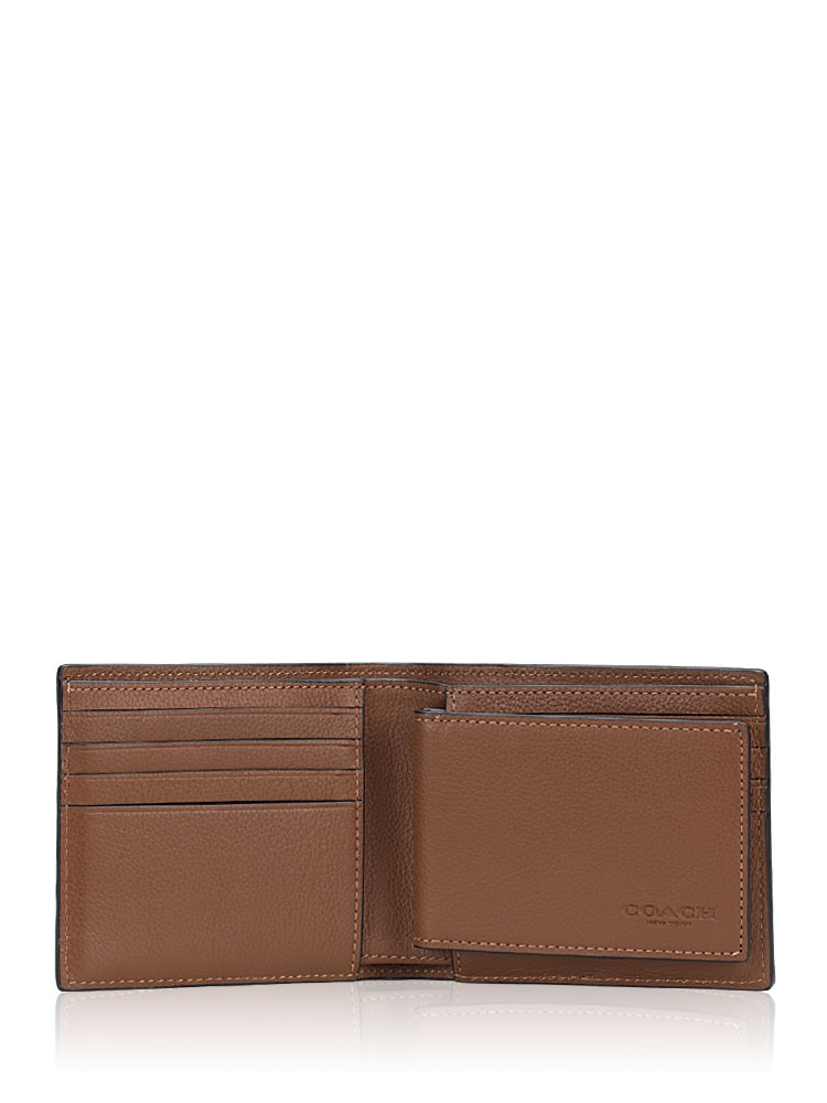 Men 74991 Compact ID Sport Calf Wallet Dark Saddle