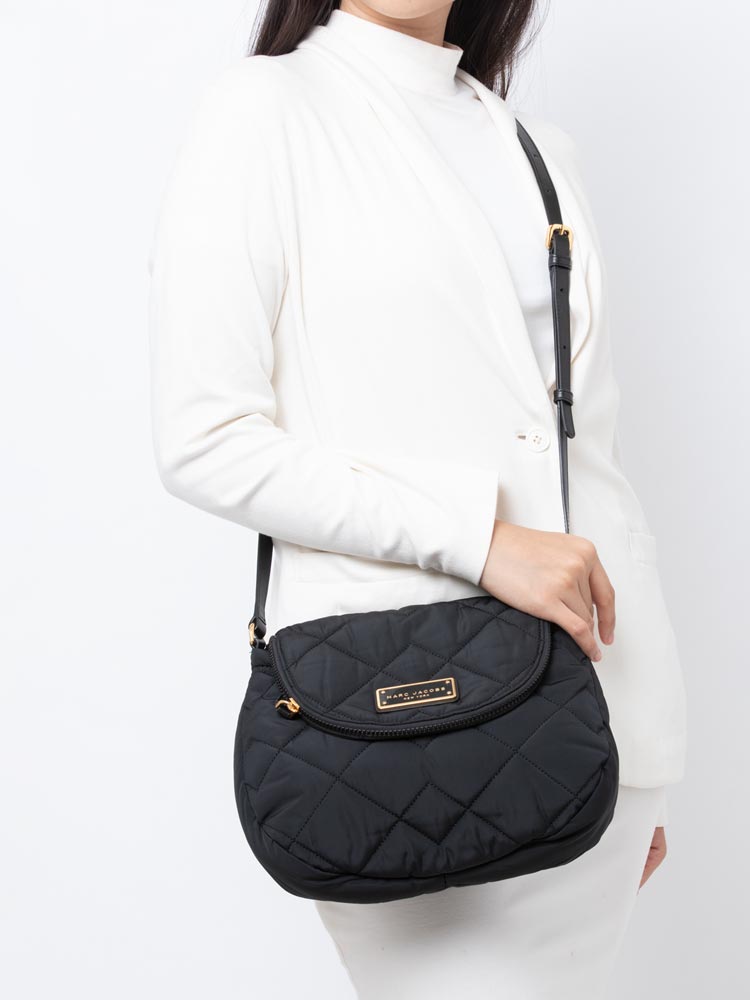 Natasha Quilted Nylon Crossbody Black