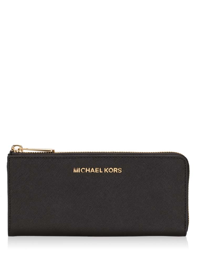 Jet Set Three Quarter Zip Wallet Black Gold