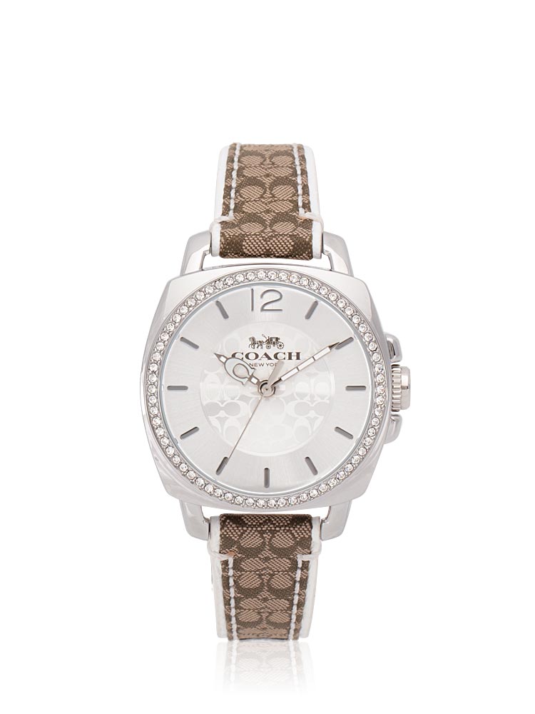 14503148 Signature Leather Strap Khaki White