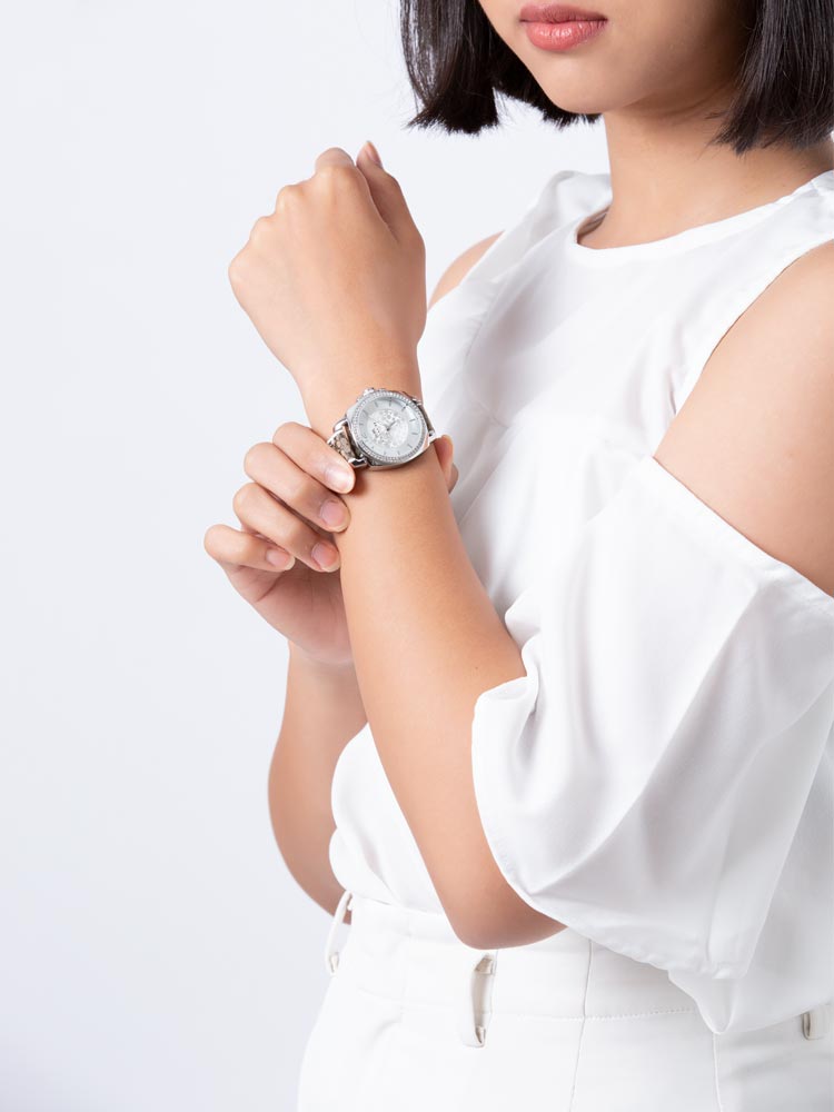 14503148 Signature Leather Strap Khaki White