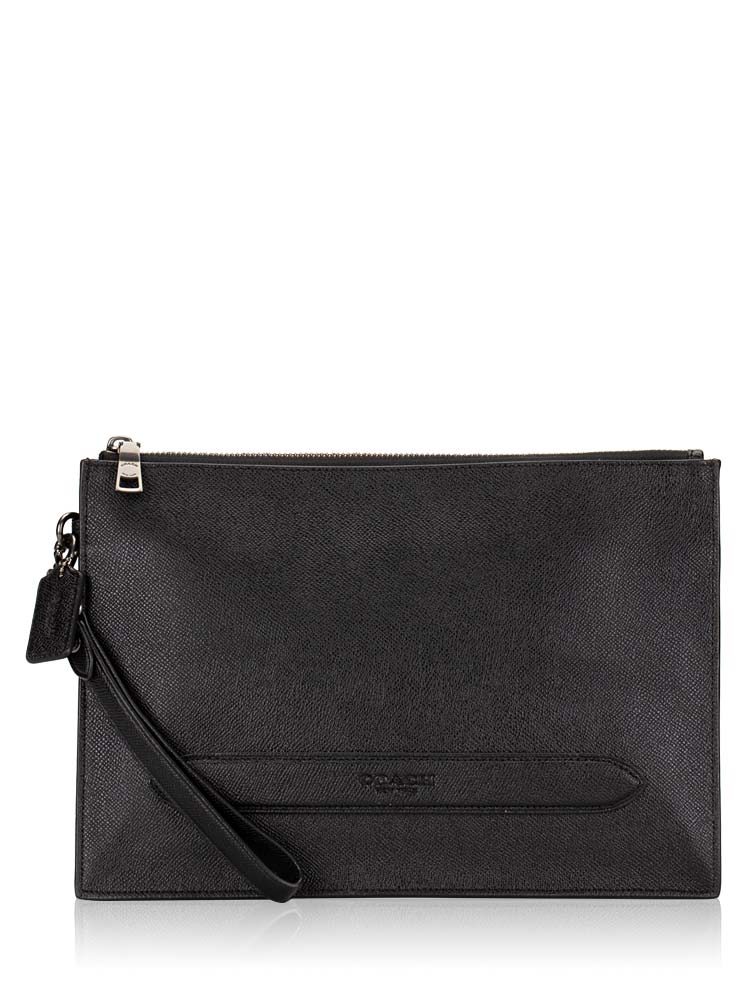 Men 68154 Structured Top Zip Pouch Black