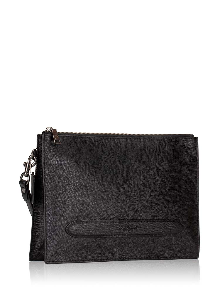 Men 68154 Structured Top Zip Pouch Black