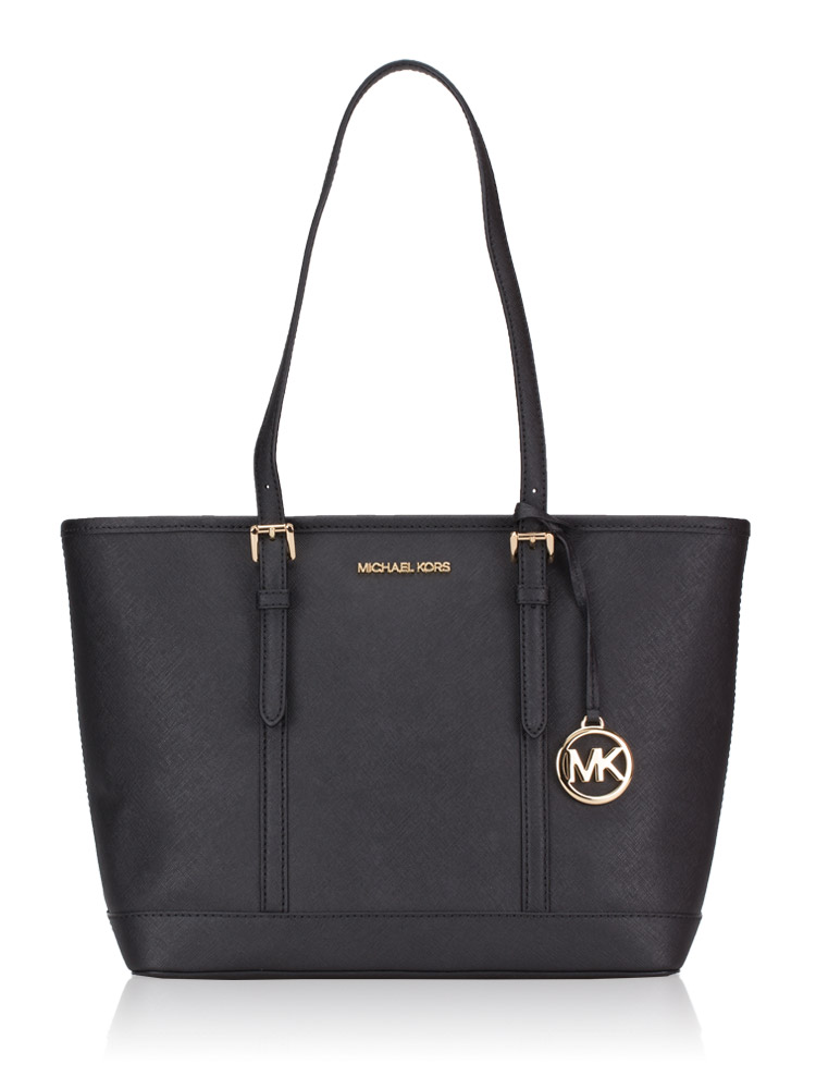 Jet Set Travel Small Saffiano Top Zip Tote Black