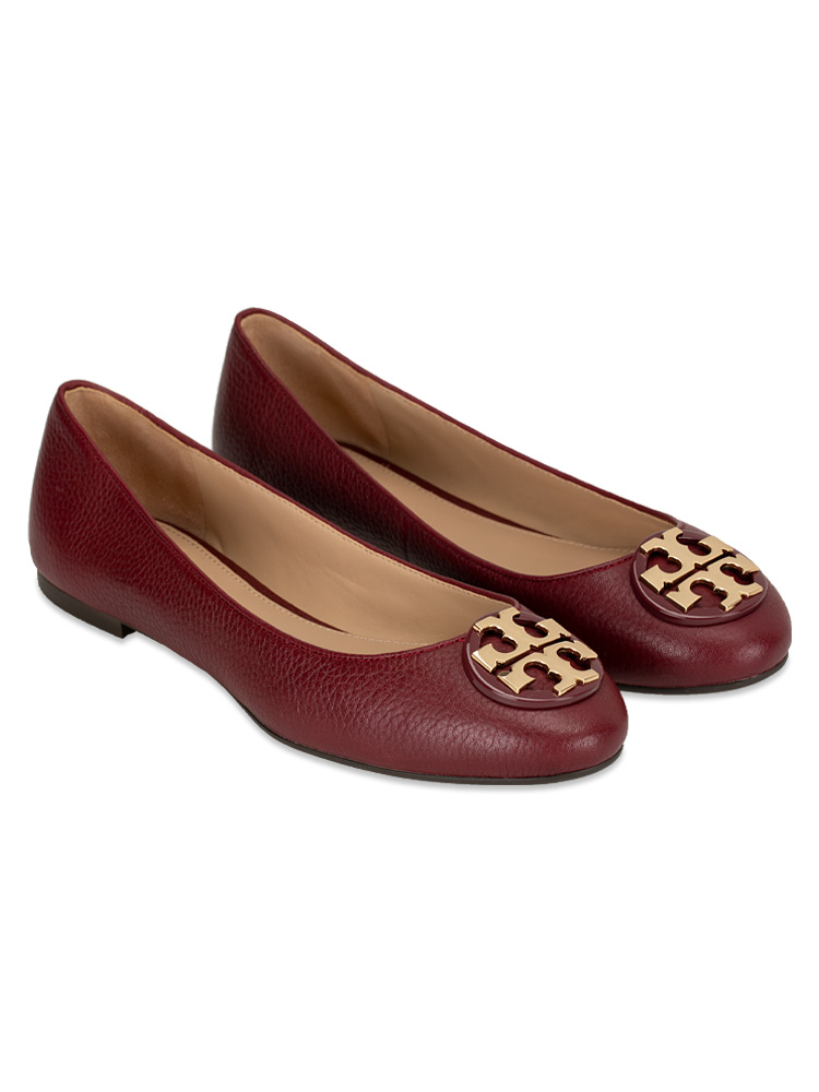 Claire Tumbled Leather Flats Red Agate Sz 5.5
