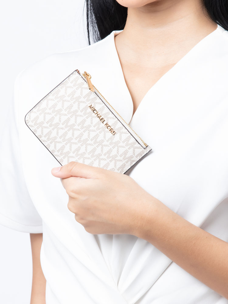Jet Set Monogram Small Zip ID Coin Pouch Vanilla