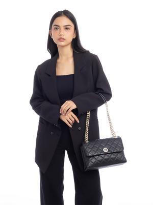 Natalia Medium Flap Shoulder Bag Black