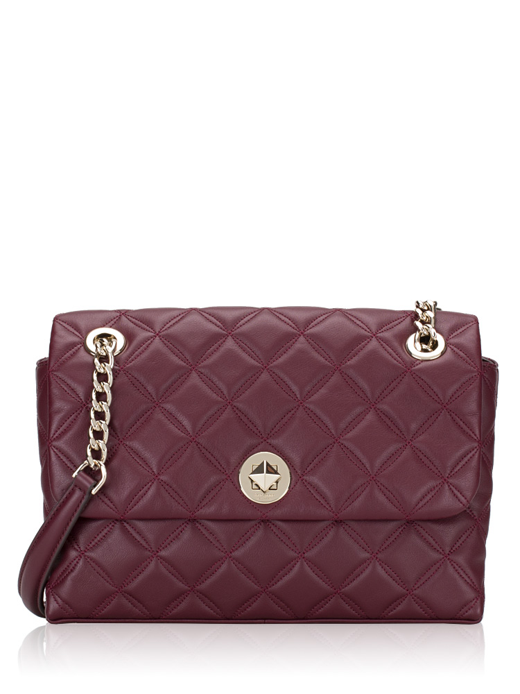 Natalia Medium Flap Shoulder Bag Cherry Wood