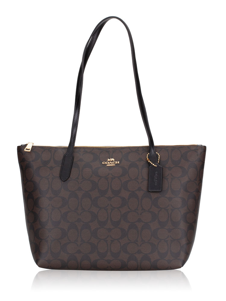 4455 Signature Zip Tote Brown Black