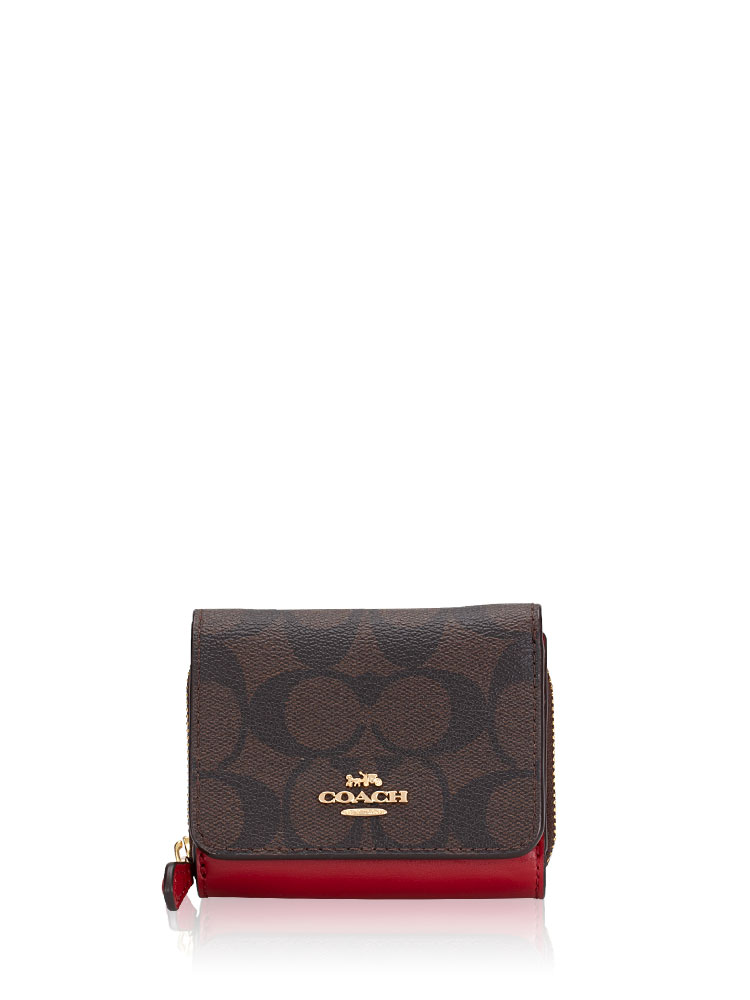 7331 Signature Small Trifold Wallet Brown Red