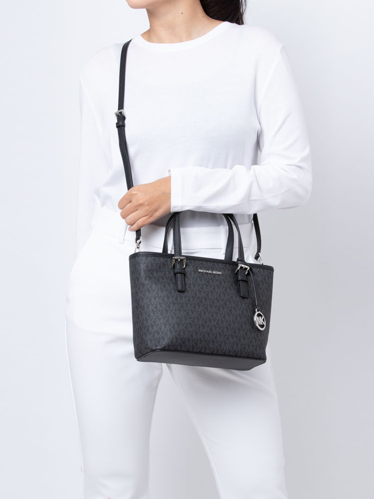 Jet Set Travel Monogram XS Carryall Zip Tote Black