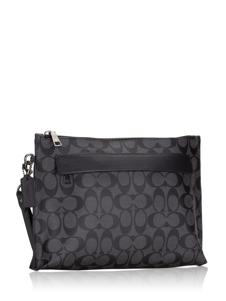 Men 29508 Signature Carryall Pouch Charcoal Black