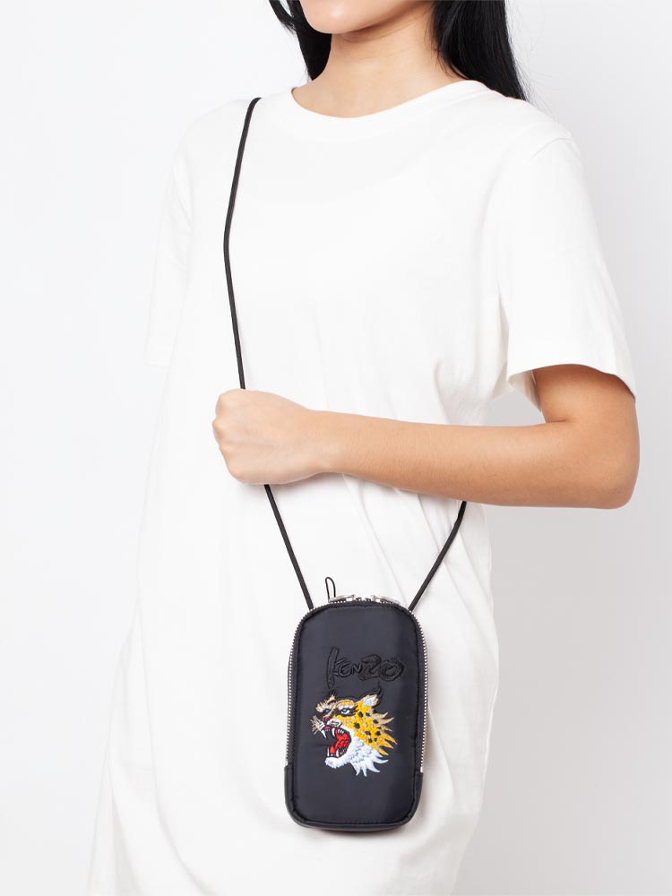 X Kansai Yamamoto Cheetah Crossbody Phone Pouch Black
