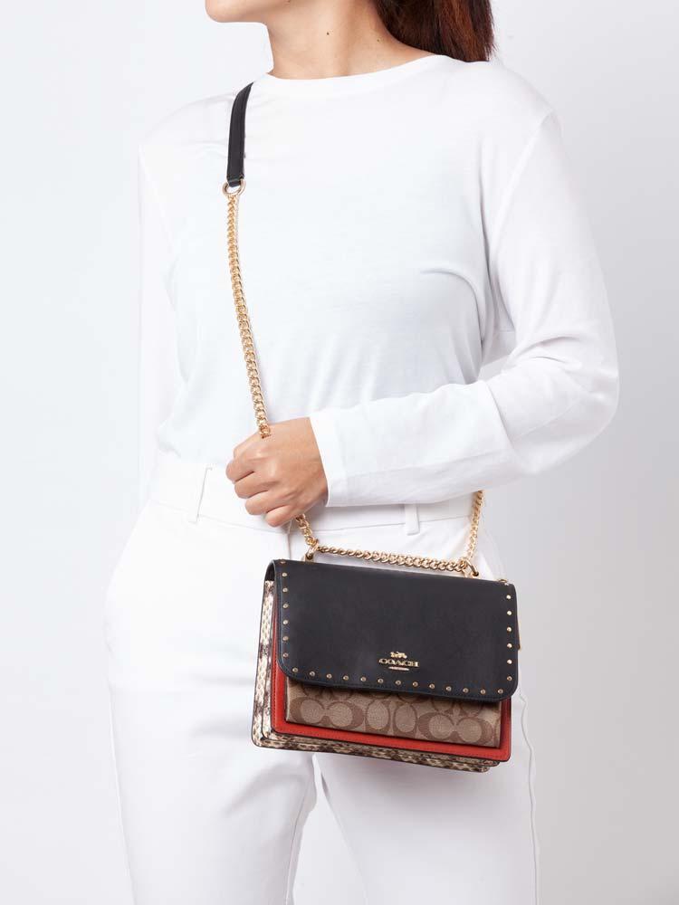90400 Signature Rivets Klare Crossbody Khaki Multi