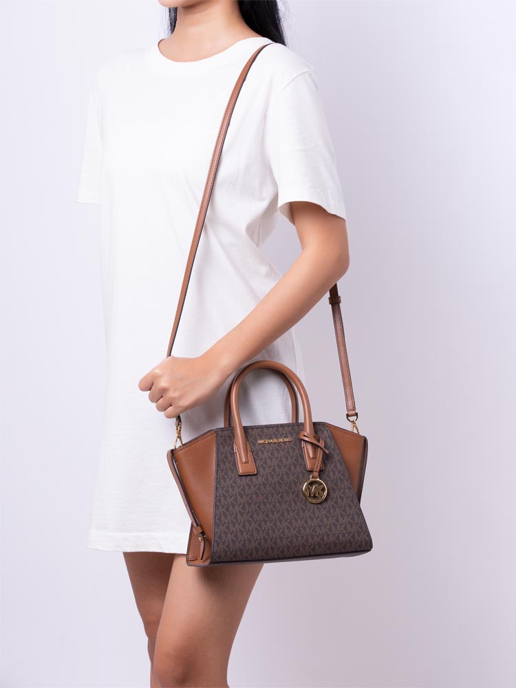 Signature Avril Small Top Zip Satchel Brown