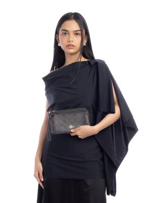 C5576 Signature Double Zip Wallet Brown Black