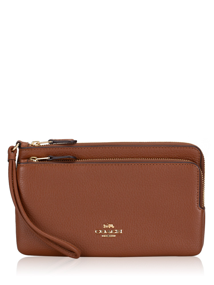 C5610 Leather Double Zip Wallet Redwood