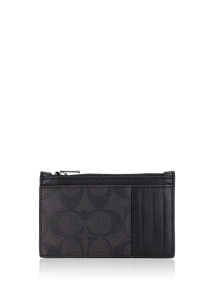 C4281 Signature Zip Card Case Black
