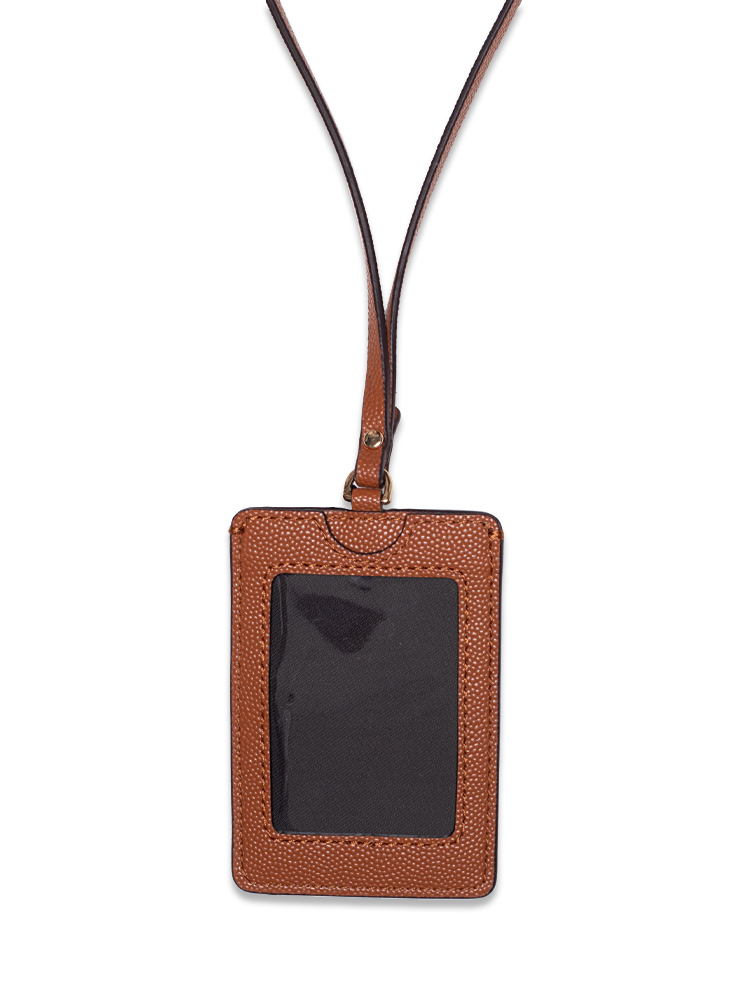 M0016992-240 Leather ID Lanyard Smoked Almond