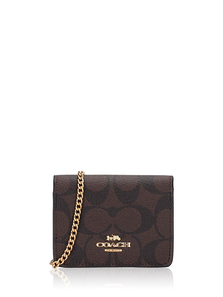 6650 Signature Mini Wallet on Chain Brown Black