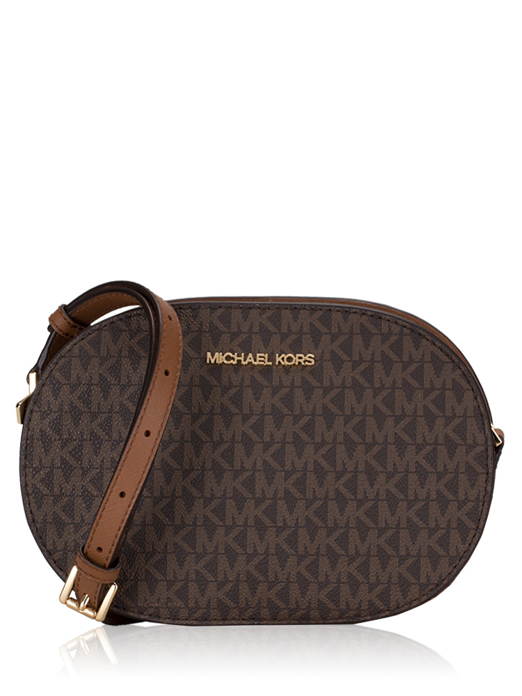 Jet Set Signature Medium Oval Crossbody Brown 