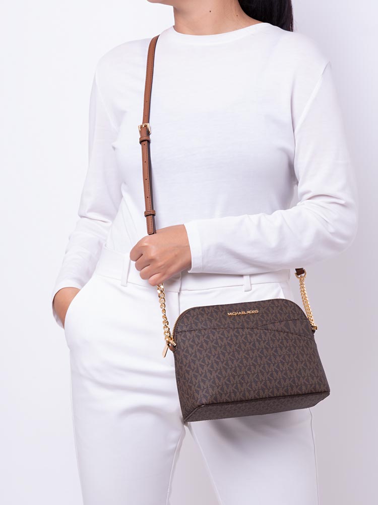 Jet Set Signature Medium Dome X Crossbody Brown