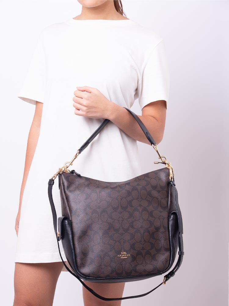 C1523 Signature Pennie Hobo Brown Black
