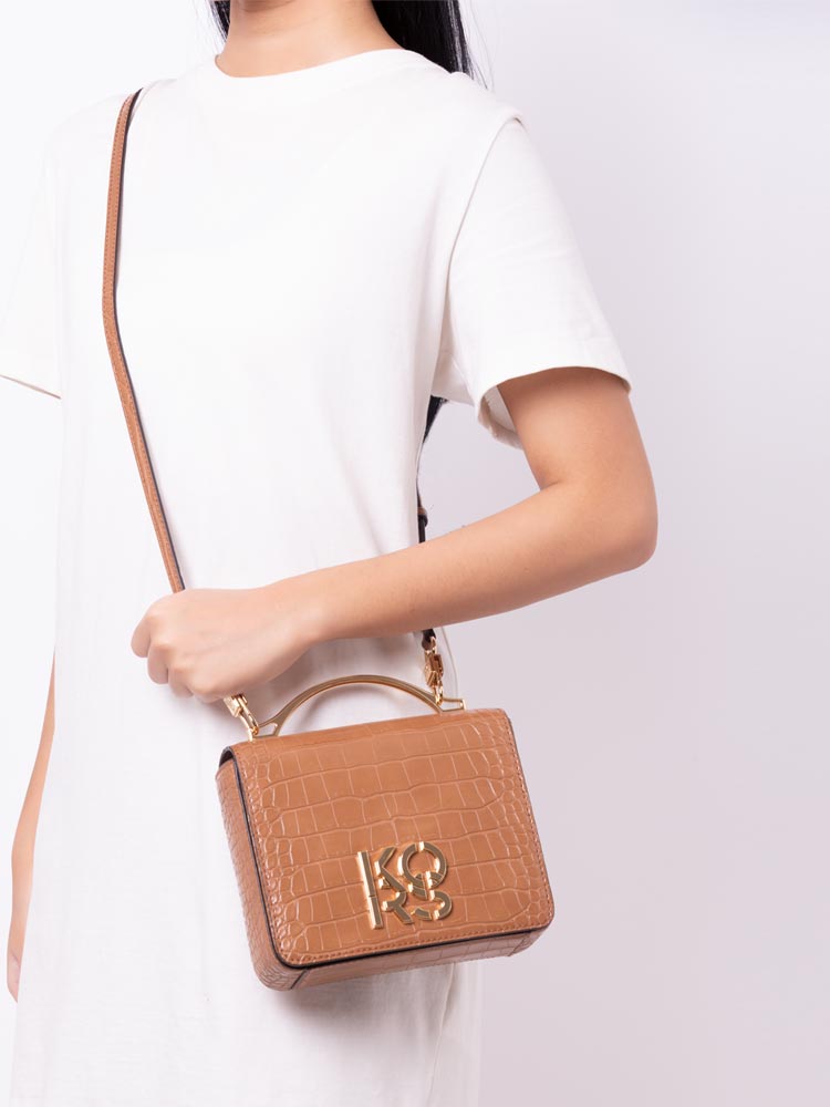 Small Crocodile Embossed Convertible Crossbody Luggage
