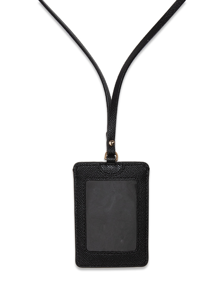 M0016992-001 Leather Lanyard ID Black