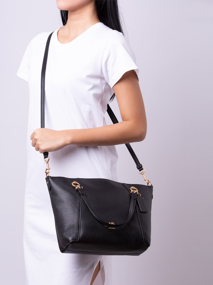 C6229 Kacey Leather Satchel Black