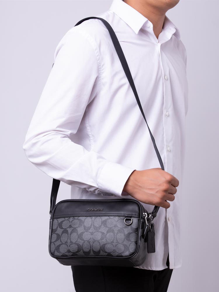 Men C4149 Signature Graham Crossbody Charcoal Black
