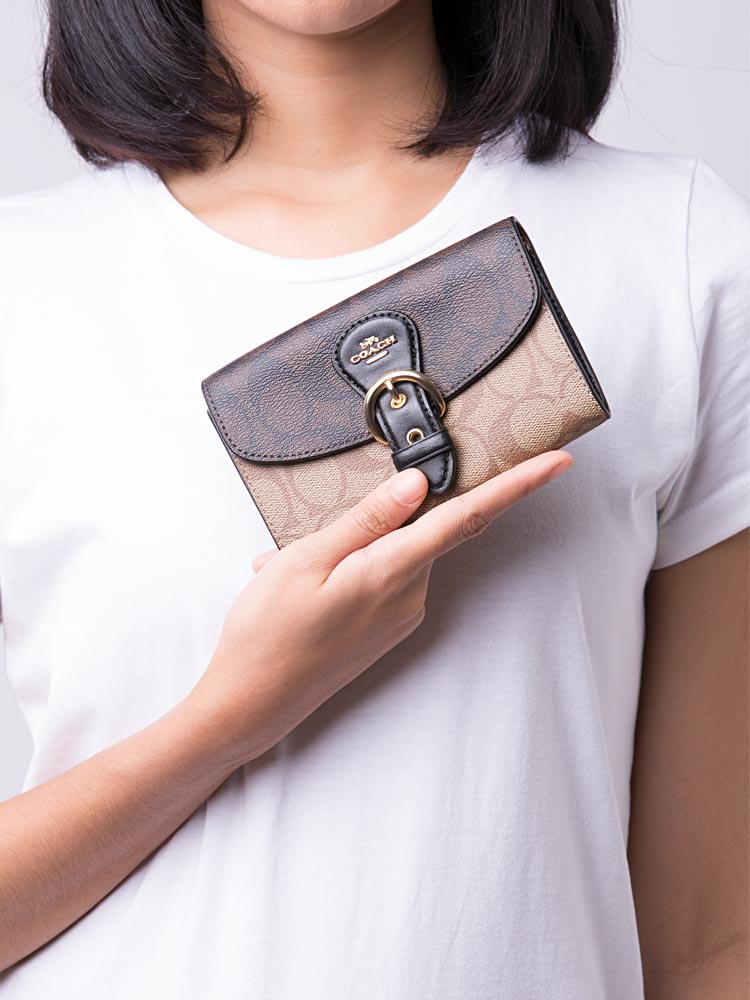 C6897 Kleo Blocked Signature Wallet Khaki Brown Multi