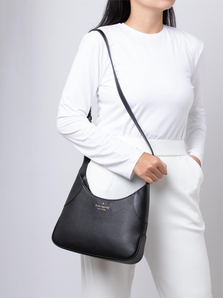 Aster Pebbled Leather Crossbody Black