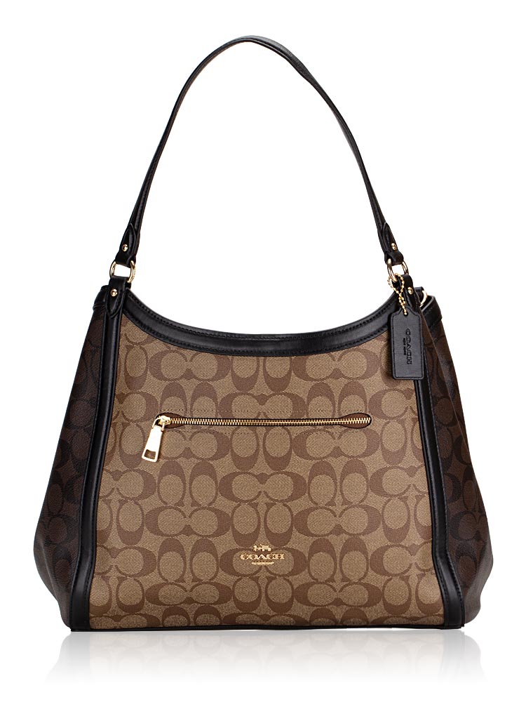 C6831 Signature Blocked Kristy Shoulder Bag Khaki Brown Multi