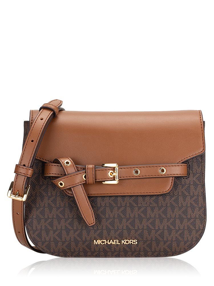 Signature Emilia Saddle Small Crossbody Brown