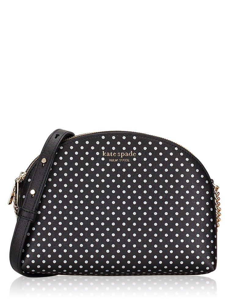 Spencer Metallic Dot Double Zip Dome Crossbody Black Multi