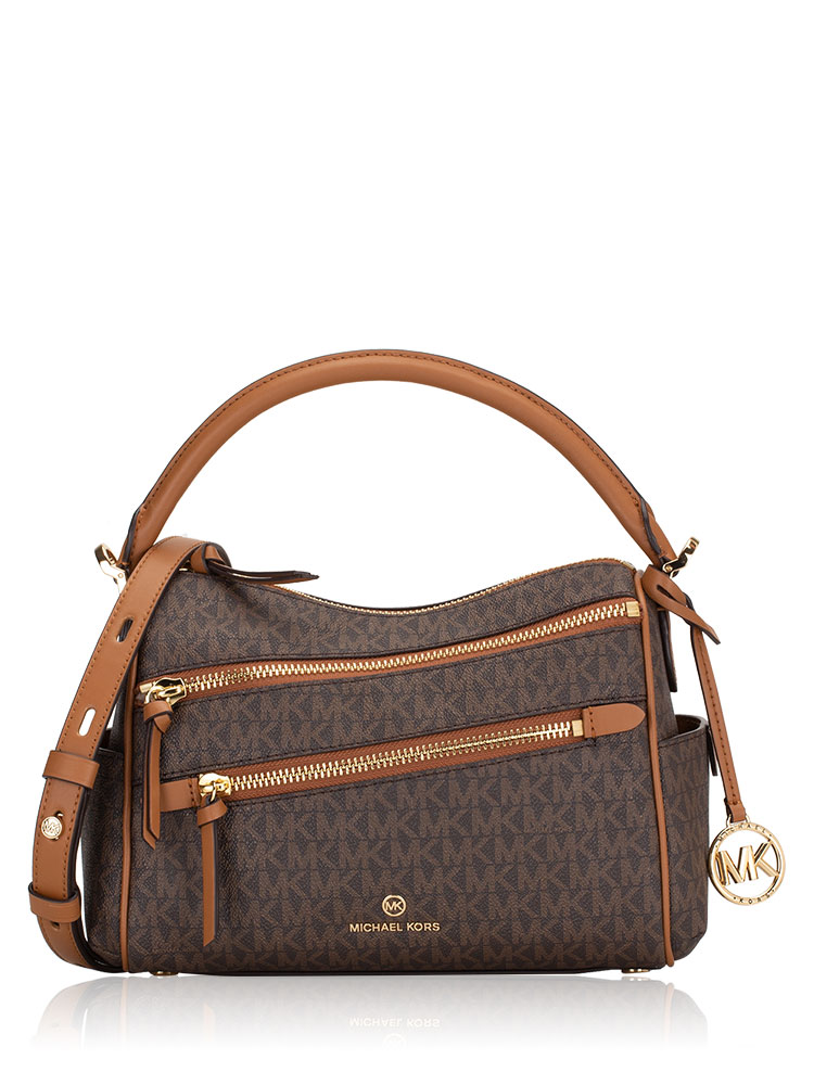Signature Lorimer Medium Zip Satchel Brown Acorn