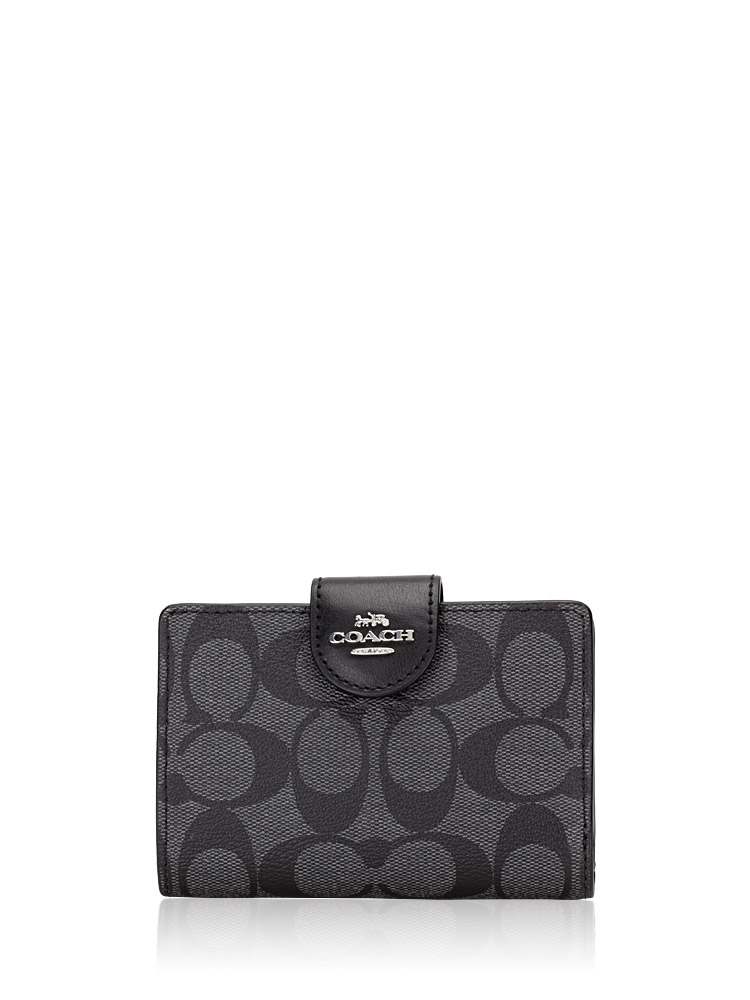 C0082 Signature Medium Zip Wallet Graphite Black
