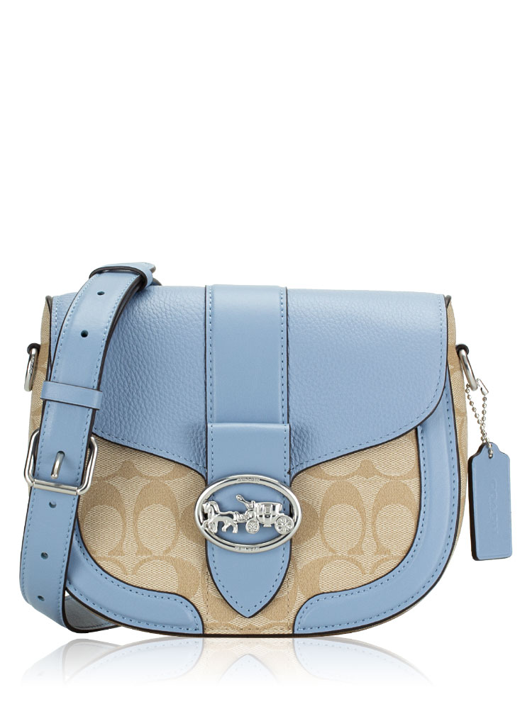 C2806 Signature Georgie Saddle Bag Light Khaki Marble Blue
