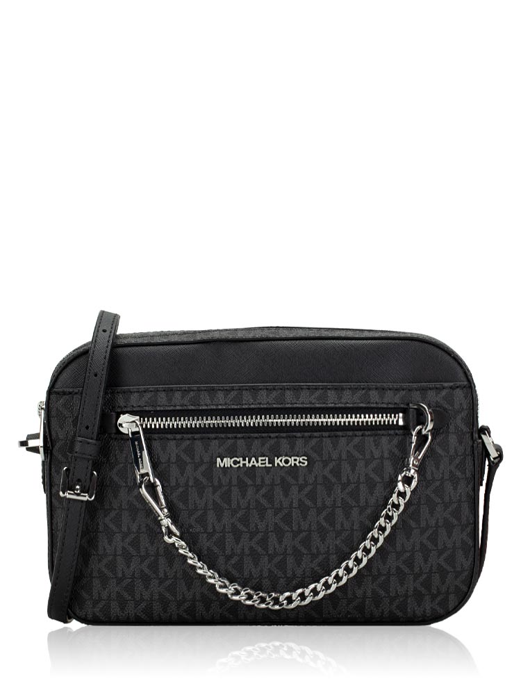 Jet Set Signature Large East West Zip Chain Crossbody Black