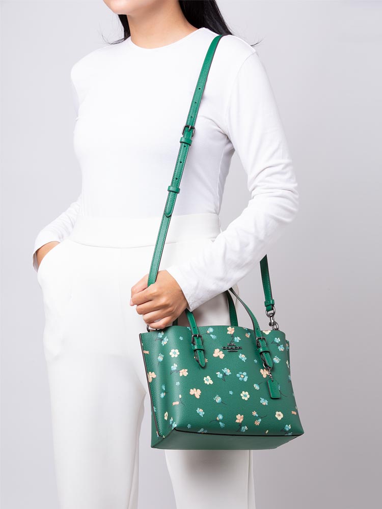 C8613 Mystical Floral Print Mollie Tote 25 Green Multi