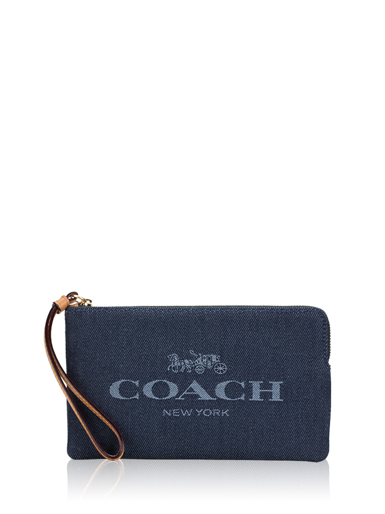 C8311 Corner Zip Wristlet Canvas Large Denim