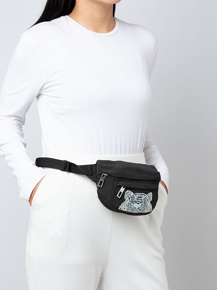 Canvas Tiger Mini Bumbag Black Green Blue 
