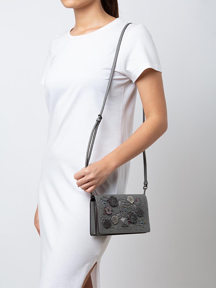 24958 Tea Foldover Crossbody Heather Grey