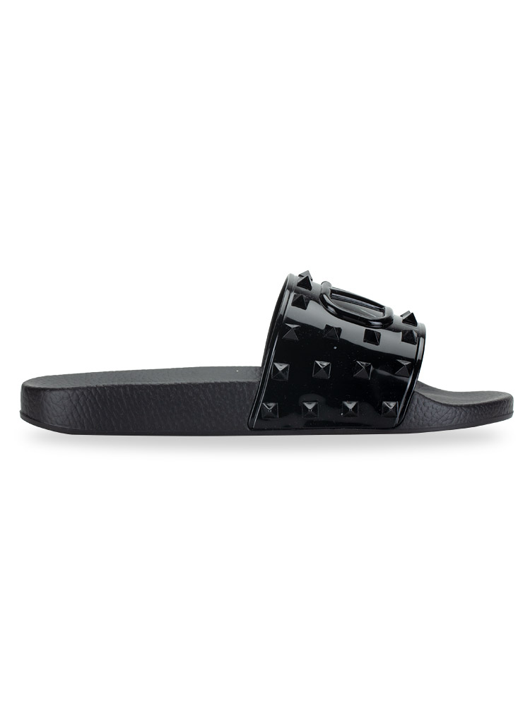 Men Rockstud Pool Slide In Black Sz 41
