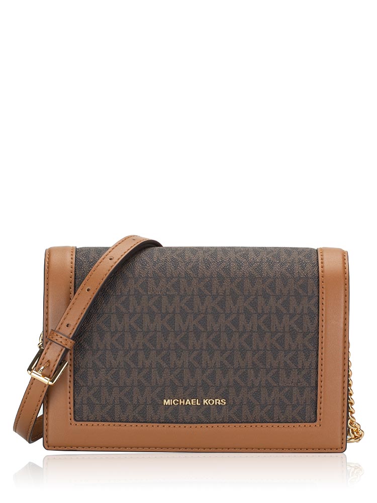 Jet Set Signature Large Full Flap Chain Crossbody Brown Acorn