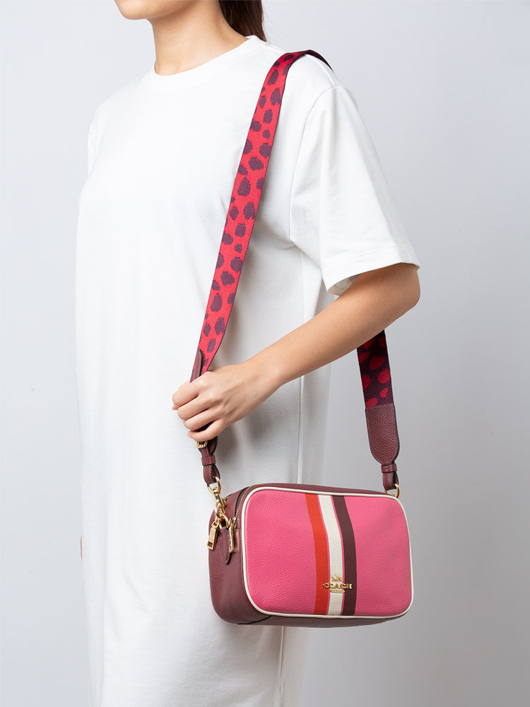 C4079 Jes Colorblock Stripe Crossbody Confetti Pink Mango Multi