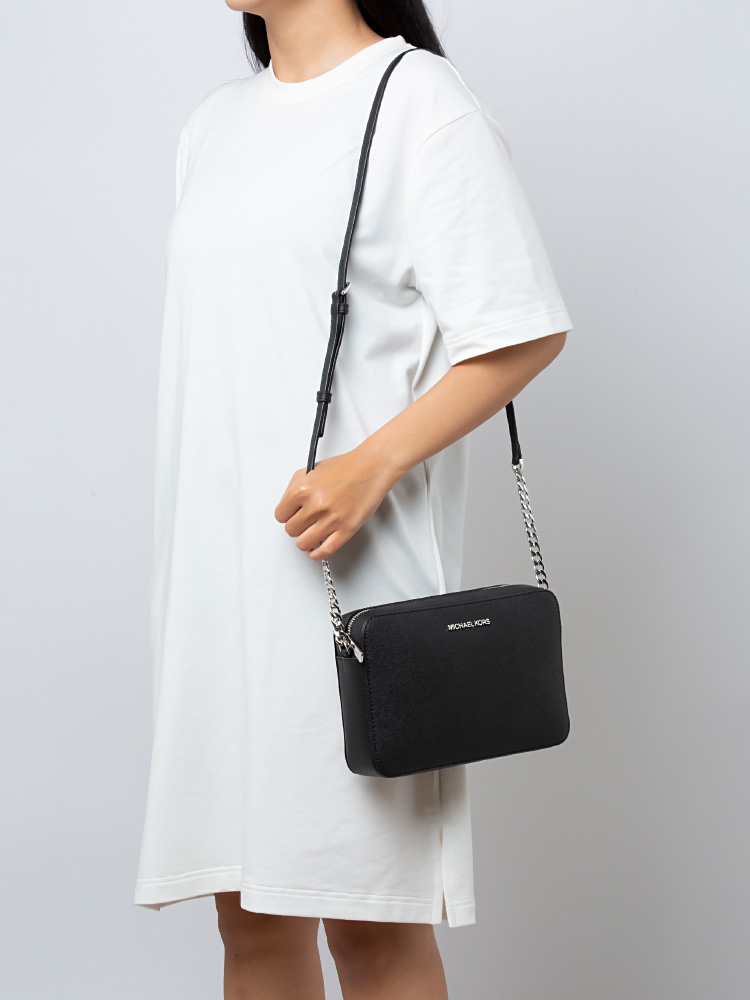 Jet Set Item Large Crossbody Black Silver