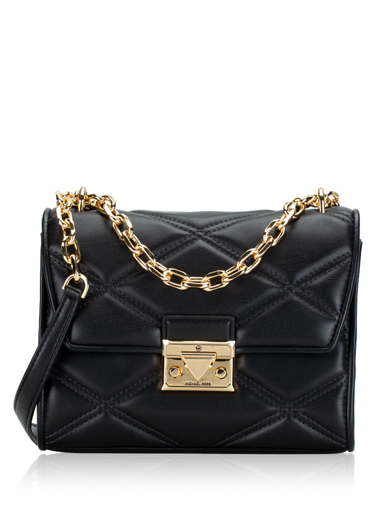 Serena Quilted Medium Shoulder Bag Black